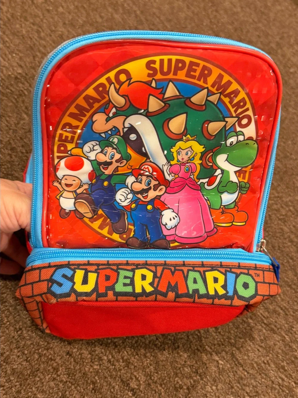 Super Mario Bros Dial Compartment Red & Blue Kids Lunch Bag by Nintendo